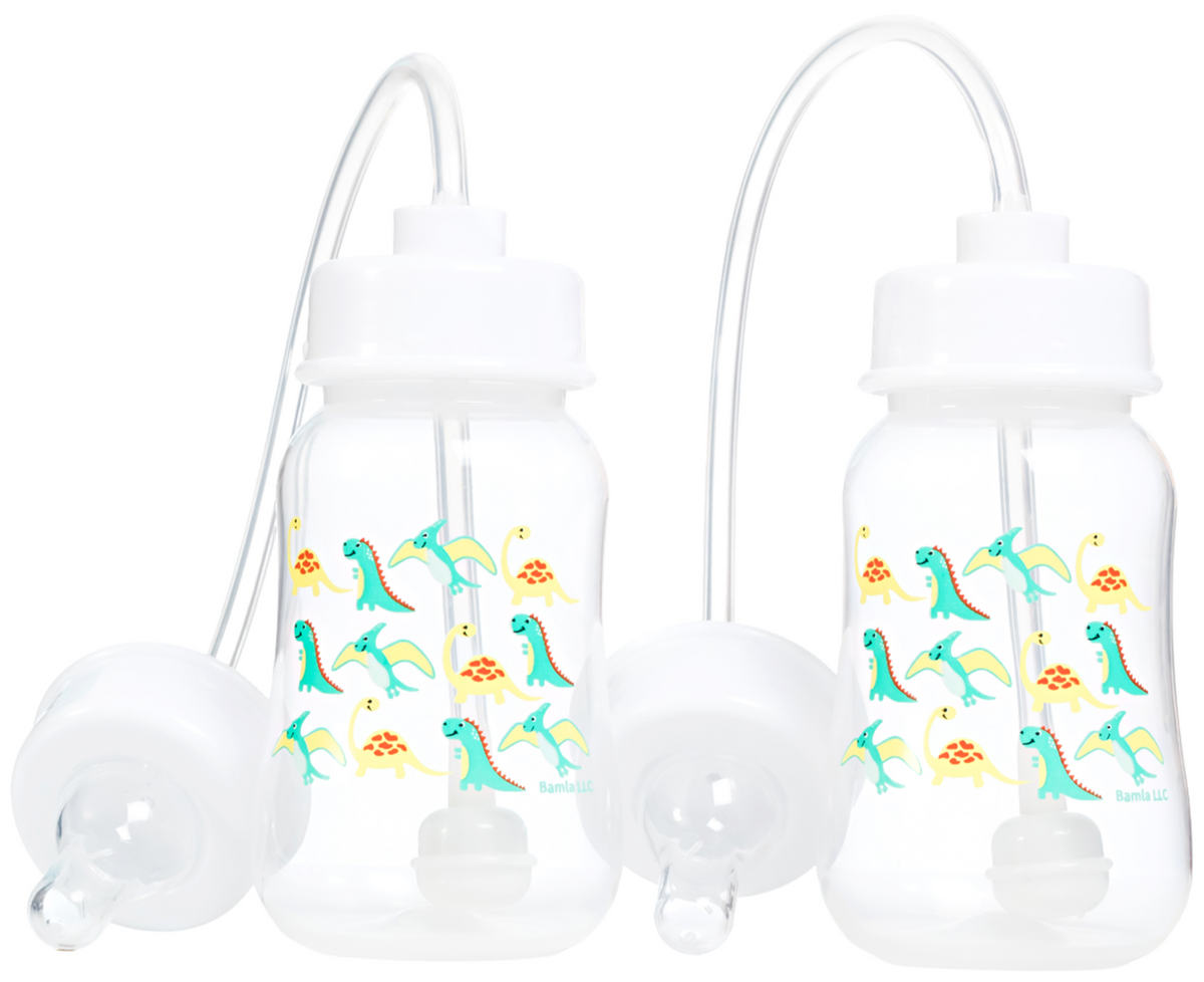 Podee - Botella manos libres para bebé, sistema de alimentación  anti-cólicos, Dinosaur